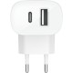 Зарядний пристрій Belkin USB-C PD25W + USB QC12W 37W White (WCB007VFWH)