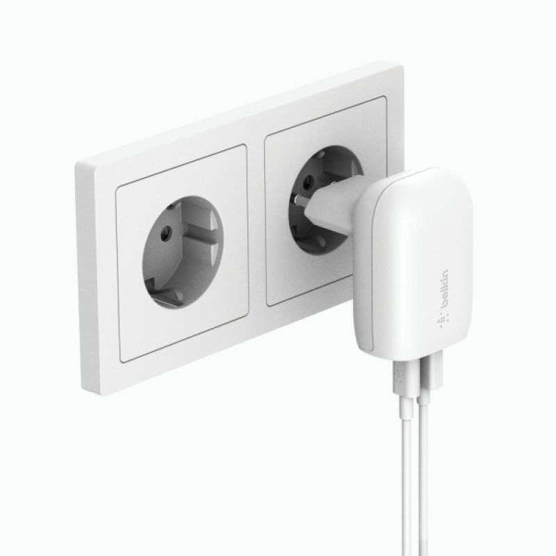 Зарядний пристрій Belkin USB-C PD25W + USB QC12W 37W White (WCB007VFWH)