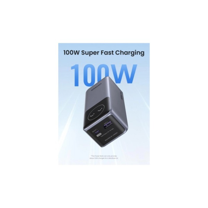 Батарея універсальна Ugreen 12000mAh 100W PD, QC, USB-A, USB-С in/out Grey (PB724) (35526B)
