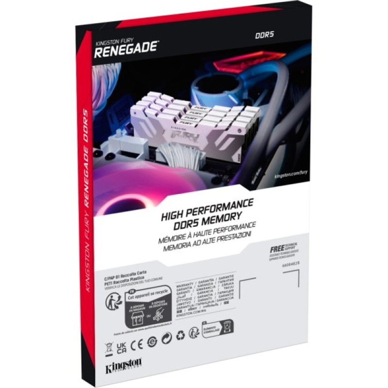 Модуль пам'яті для комп'ютера DDR5 48GB (2x24GB) 8000 MHz Renegade White/Silver Kingston Fury (ex.HyperX) (KF580C38RWK2-48)