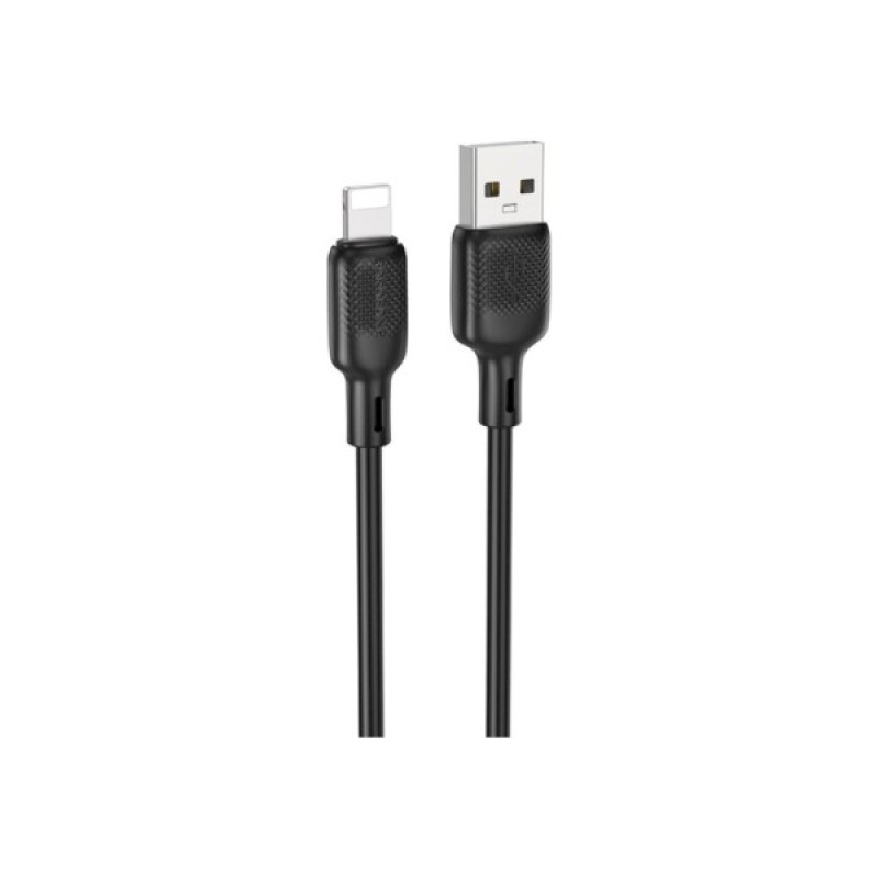 Дата кабель USB 2.0 AM to Lightning 1.0m Lenny silicone BX113 black BOROFONE (6941991115394)