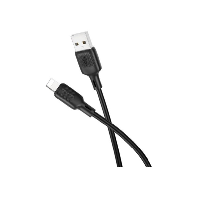 Дата кабель USB 2.0 AM to Lightning 1.0m Lenny silicone BX113 black BOROFONE (6941991115394)