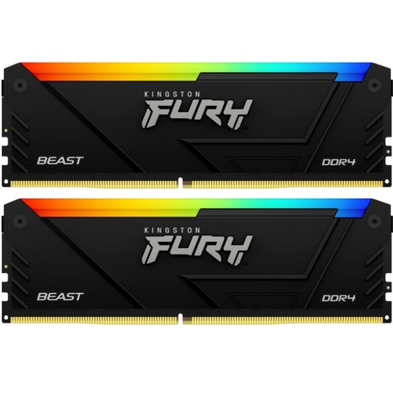 Модуль пам'яті для комп'ютера DDR4 32GB (2x16GB) 3733 MHz Beast Black RGB Kingston Fury (ex.HyperX) (KF437C19BB12AK2/32)