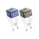 Зарядний пристрій HOCO C131A USB-C PD30W + 1xUSB QC3.0 transparent black (6942007609821)
