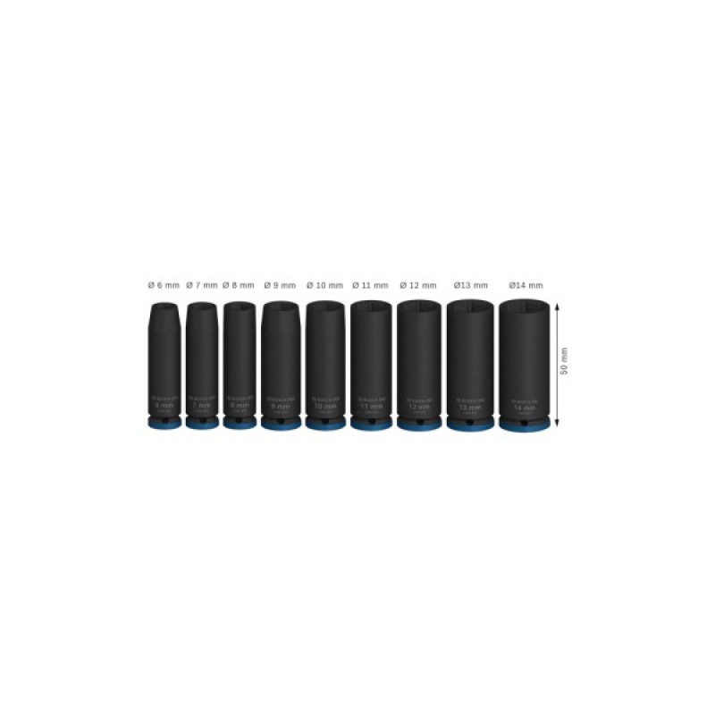 Набір головок Bosch Professional ударних торцевих Deep 9шт, 1/4" 50мм (2.608.003.035)