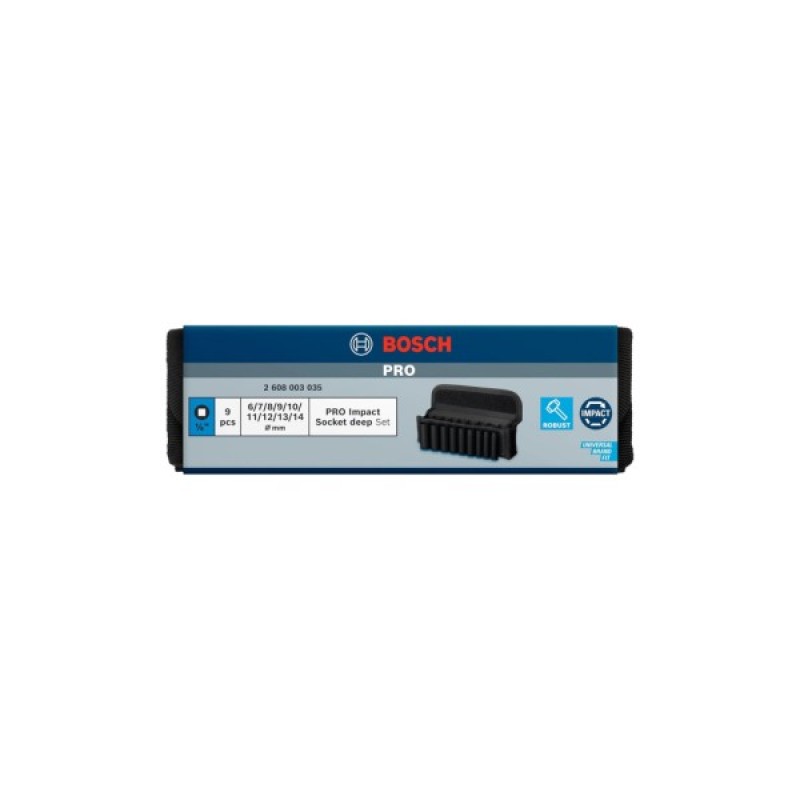 Набір головок Bosch Professional ударних торцевих Deep 9шт, 1/4" 50мм (2.608.003.035)