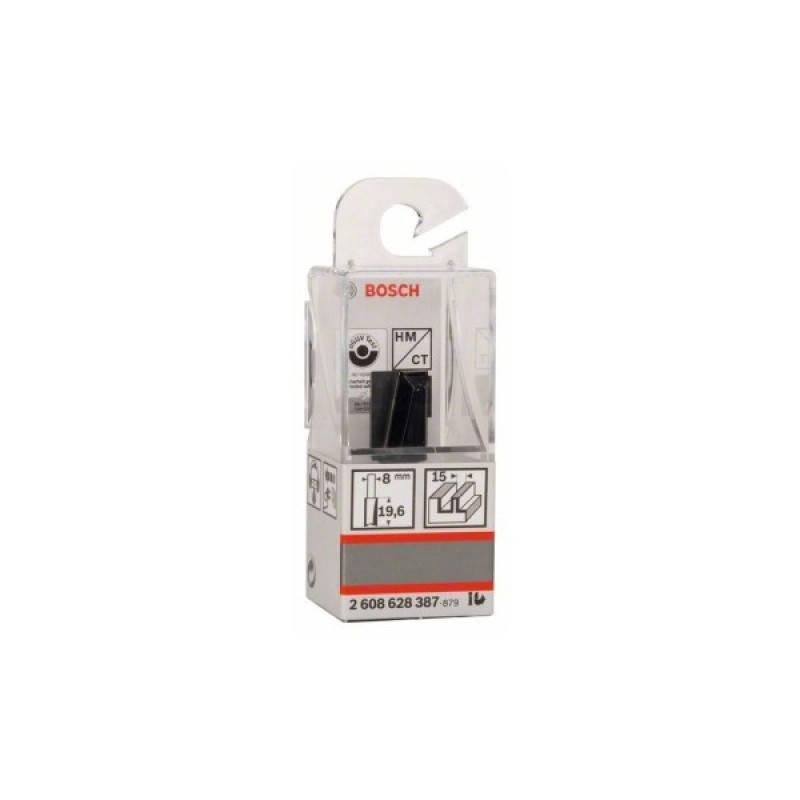 Фреза Bosch Professional пазова з двома лезами, Std, S8, D15, L20 (2.608.628.387)