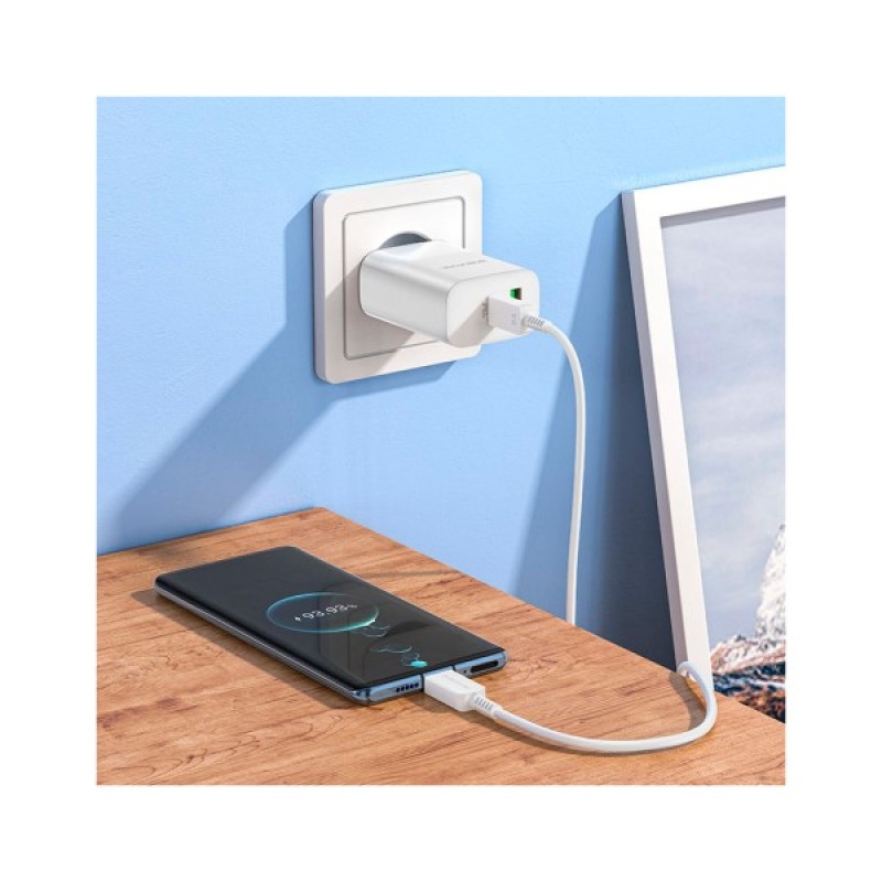 Зарядний пристрій BOROFONE BN10 Sunlight 1xUSB-C PD65W + 1xUSB-A + cable USB-C to USB-C White (6974443388206)