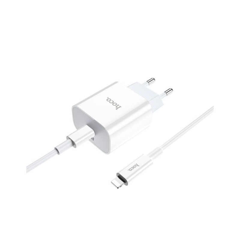 Зарядний пристрій HOCO C76A Plus Speed Source USB-C PD20W + cable USB-C to Lightning White (6931474746924)