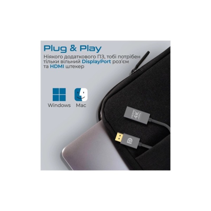 Перехідник DisplayPort to HDMI Promate (medialink-dp.black)