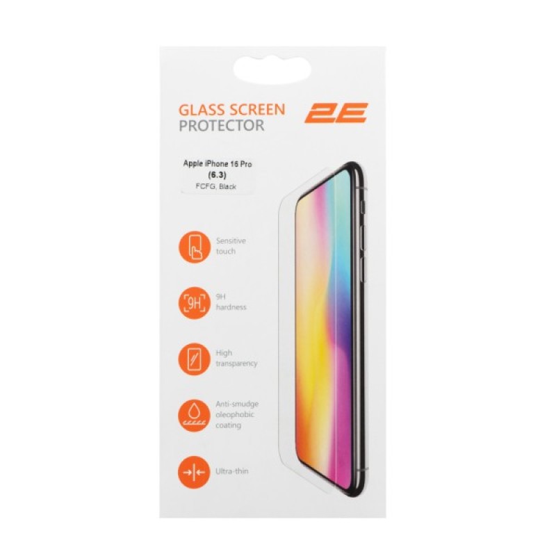 Скло захисне 2E Apple iPhone 16 Pro(6.3) 2.5D FCFG black (2E-IP-16P-6.3-SMFCFG-BB)