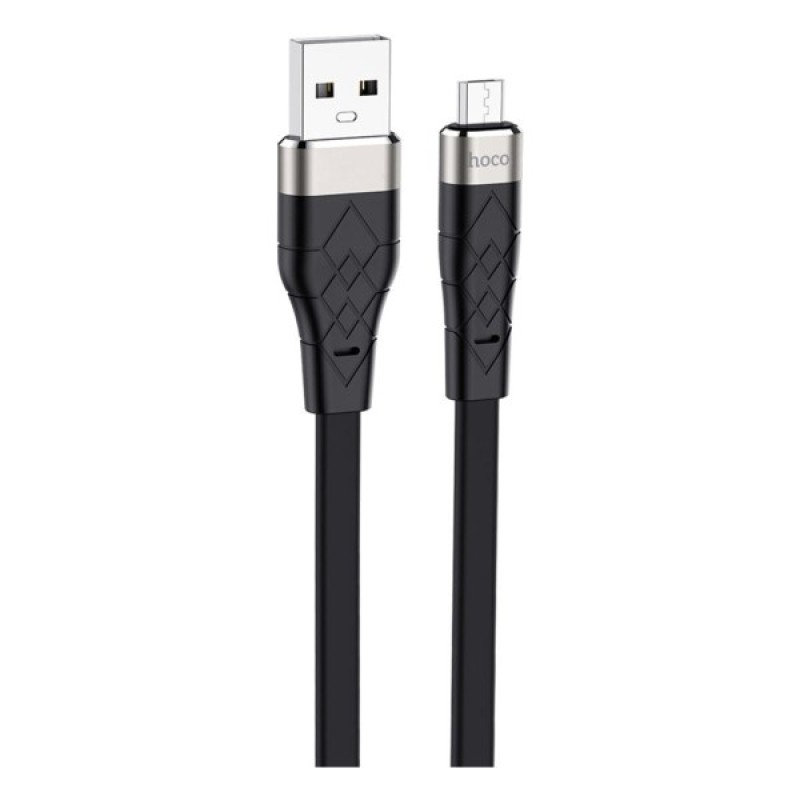 Дата кабель USB 2.0 AM to Micro 5P 1.0m 2.4A silicone X53 black HOCO (6931474738073)