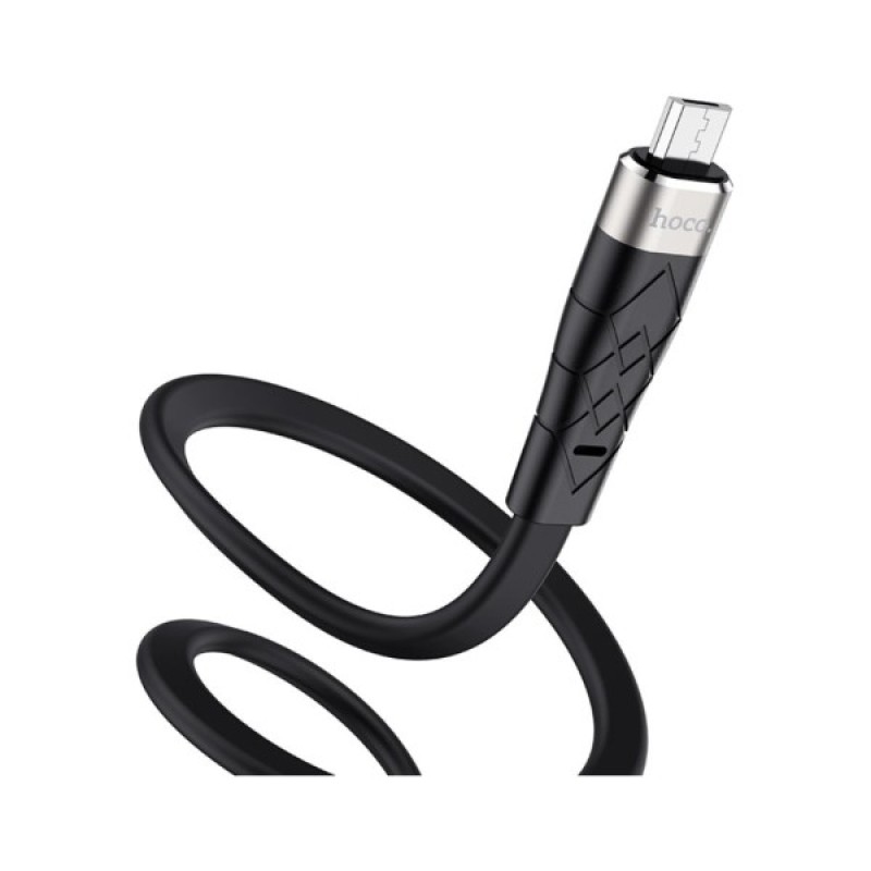Дата кабель USB 2.0 AM to Micro 5P 1.0m 2.4A silicone X53 black HOCO (6931474738073)