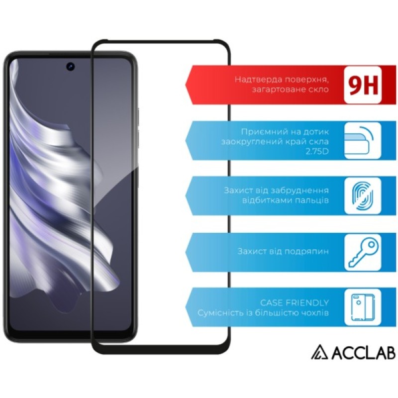 Скло захисне ACCLAB Full Glue Tecno Spark 20 Black (1283126588976)