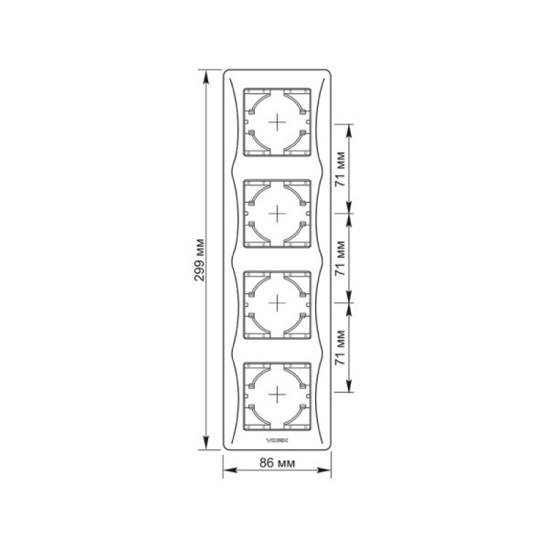 Рамка Videx BINERA срібний шовк 4 поста (VF-BNFR4V-SS)