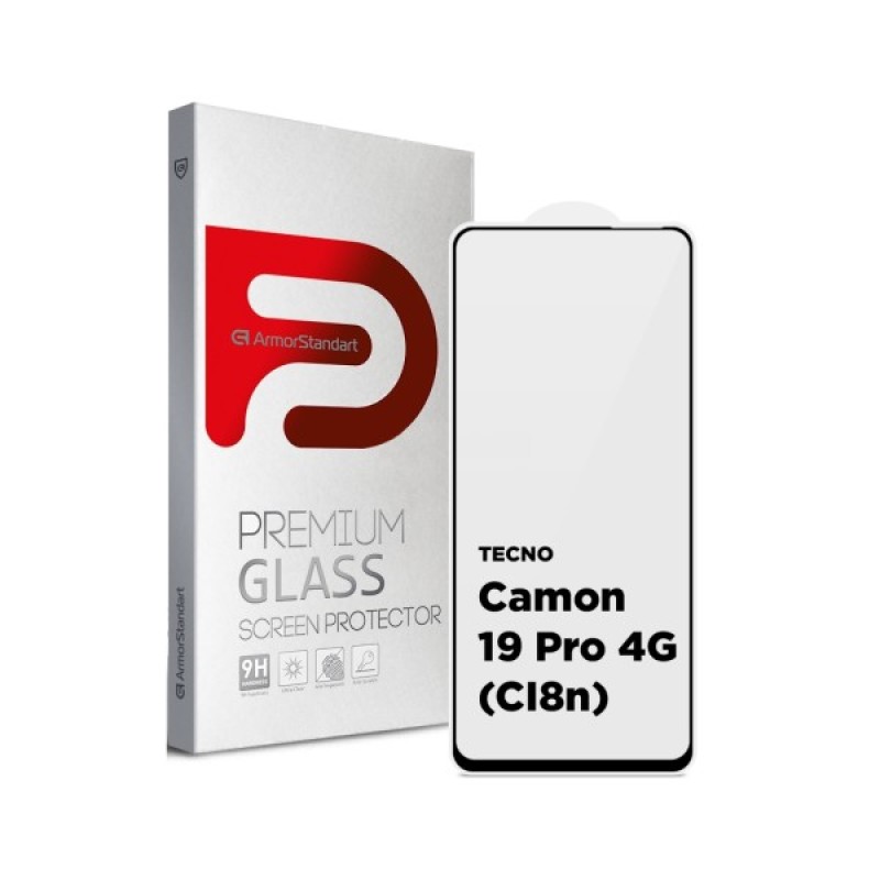 Скло захисне Armorstandart Full Glue TECNO Camon 19 Pro 4G (CI8n) Black (ARM63697)