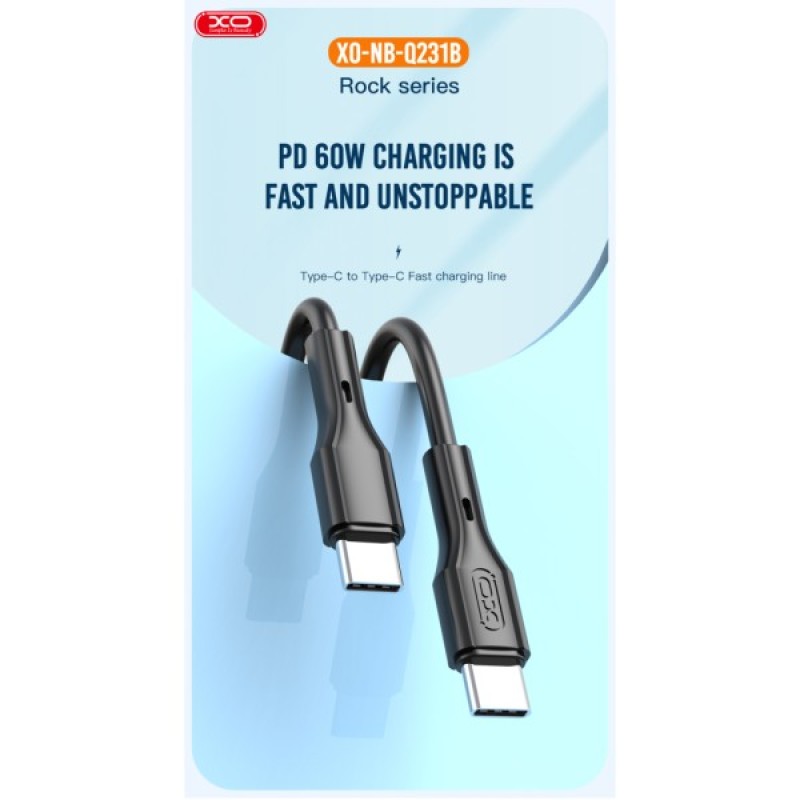 Дата кабель USB-C to USB-C 1.0m 60W Rock XO (NBQ231B_White)