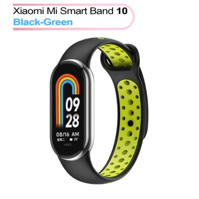 Ремінець до фітнес браслета BeCover Vents Style для Xiaomi Mi Smart Band 10 Black-Green (713629)