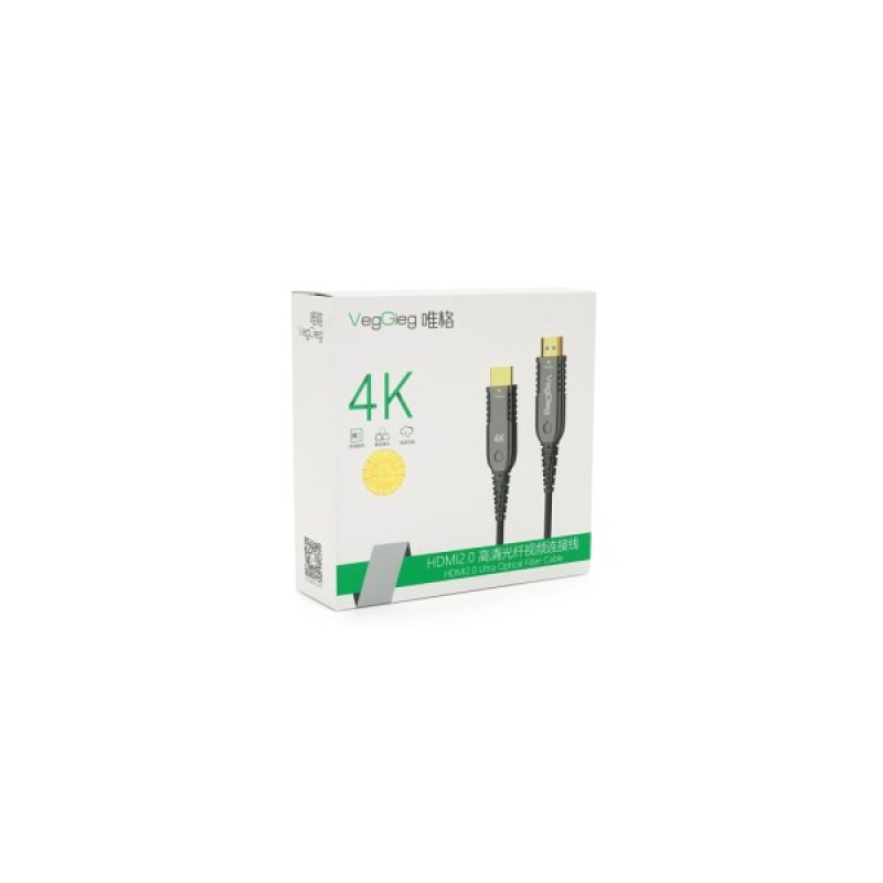 Кабель мультимедійний HDMI M to HDMI M 12.0m V2.0 4K UHD black VEGGIEG (YT-HDMI(M)/(M)HA-12/19717)