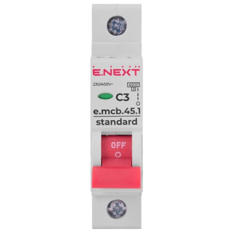 Автоматичний вимикач E.NEXT 1-п e.mcb.stand.  3А C ( 4,5кА) (s002003)