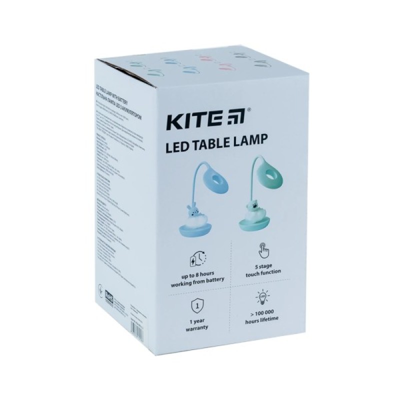 Настільна лампа Kite Cloudy Bunny LED з акумулятором , рожева (K24-493-1-2)