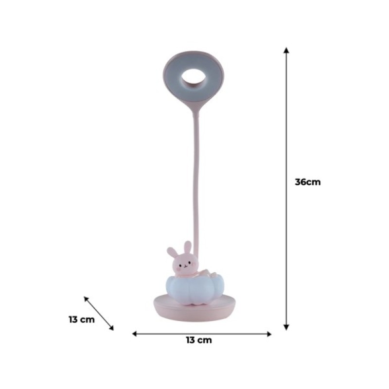 Настільна лампа Kite Cloudy Bunny LED з акумулятором , рожева (K24-493-1-2)