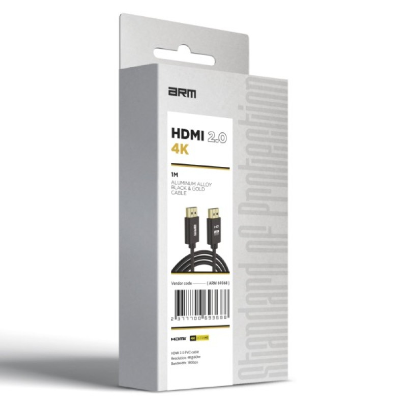 Кабель мультимедійний HDMI to HDMI 1m 2.0 4K Black Armorstandart (ARM69368)