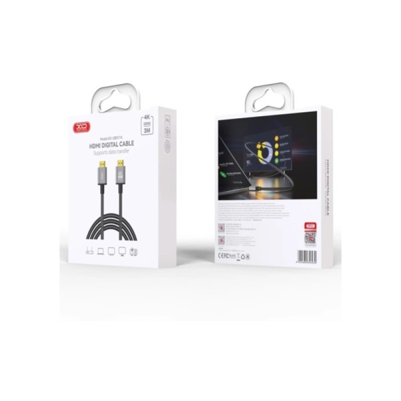 Кабель мультимедійний HDMI to HDMI 3.0m v2.0 black XO (GB017A-HDMI.tranish)