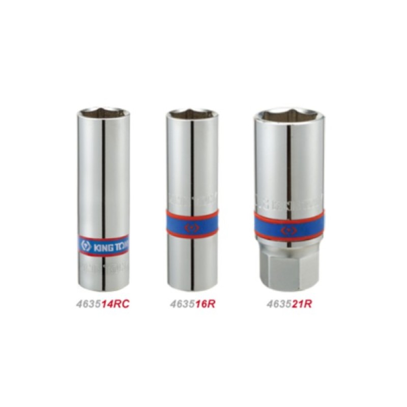 Головка торцева KING TONY 1/2" свічкова 16 мм шестигранна з гумою (463516RC)