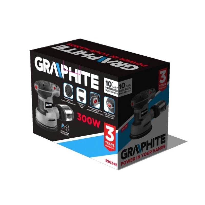 Шліфувальна машина Graphite ексцентрикова 300W, 125мм, 7000-13000об/хв (59G348)