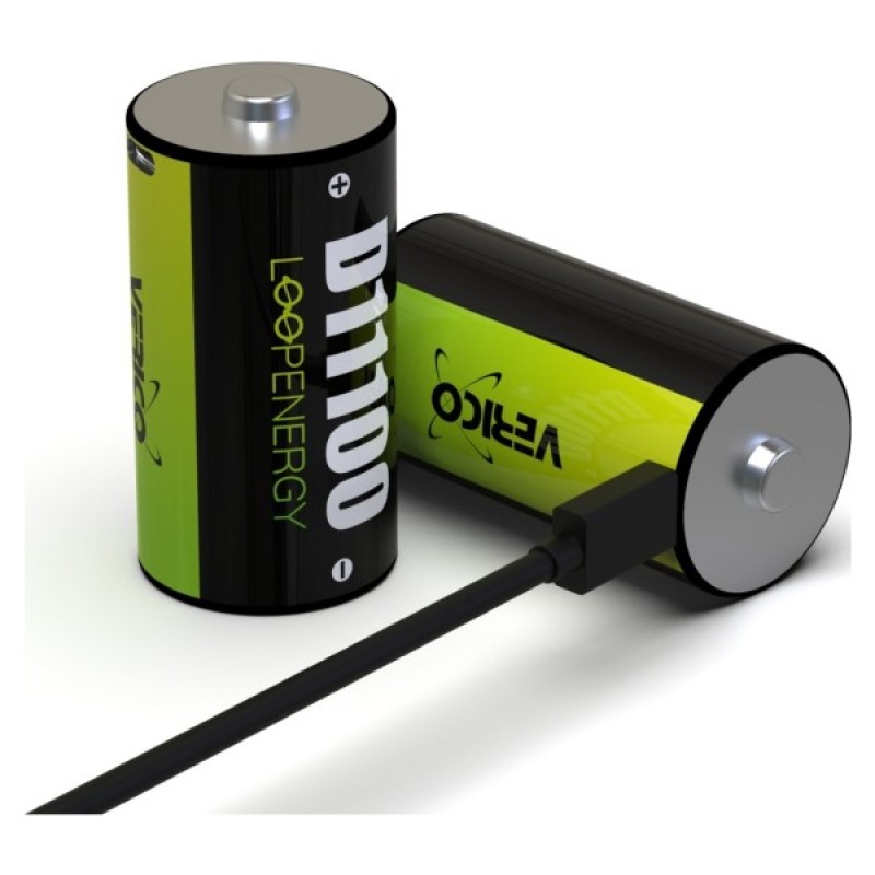 Акумулятор D/R20 USB Type-С 7400mAh/11100mWh 1.5V Li-ion 2шт./уп. (Loop Energy) Verico (1BTOV-A5N0A2-NN)