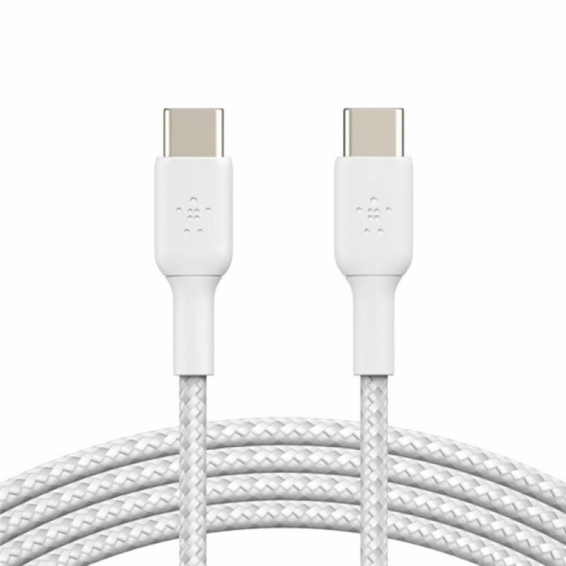 Дата кабель USB-С - USB-С, BRAIDED, 1m, white Belkin (CAB004BT1MWH)