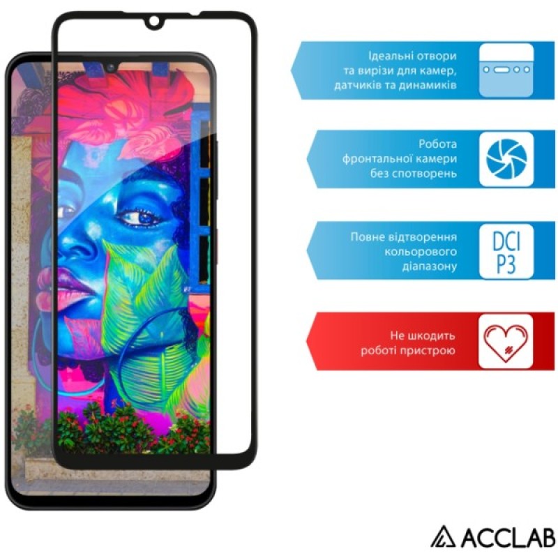 Скло захисне ACCLAB Full Glue ZTE Blade A35 Black (1283126598845)