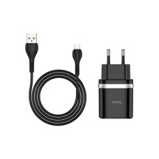 Зарядний пристрій HOCO C12Q Smart USB QC3.0 + cable Micro 18W Black (6931474716279)