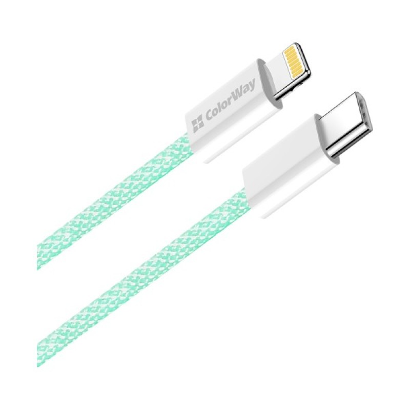Дата кабель USB-C to Lightning 1.0m 27W green ColorWay (CW-CBPDCL061-G)