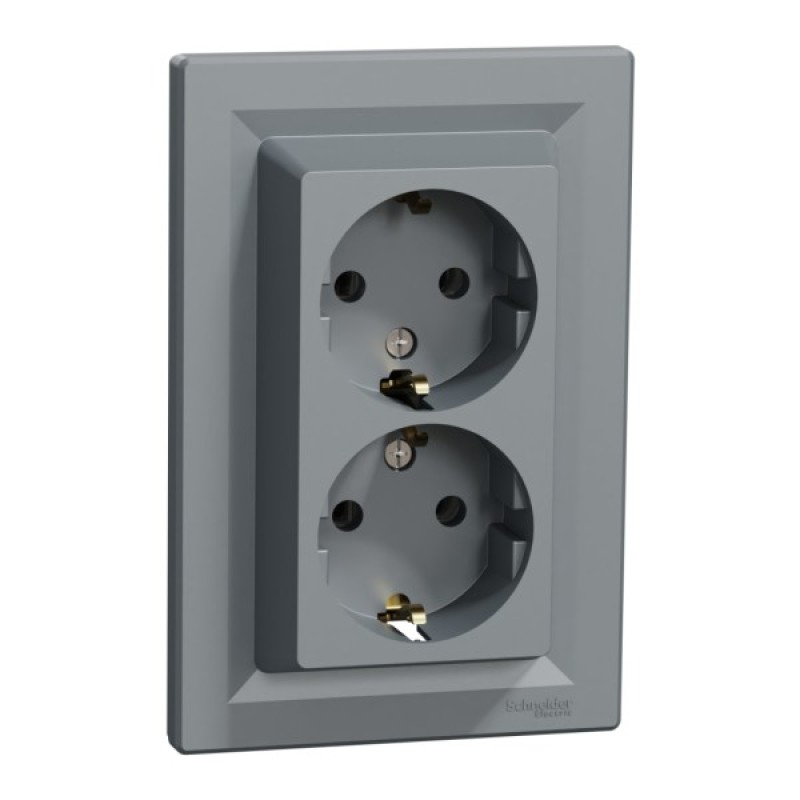 Розетка Schneider Electric ASFORA із заземленням подвійна сталь 16А (EPH9900162)