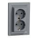 Розетка Schneider Electric ASFORA із заземленням подвійна сталь 16А (EPH9900162)