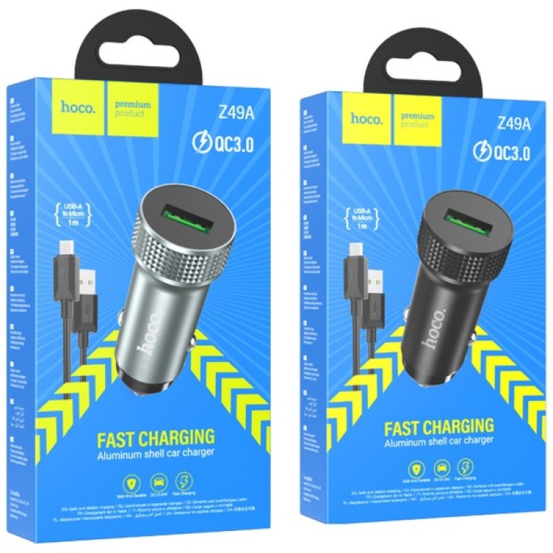 Зарядний пристрій HOCO Z49A Level USB Metal Gray (6931474795717)