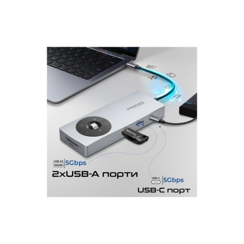 Концентратор Promate USB-C 14-in-1 Promate comandhub-pro (comandhub-pro)