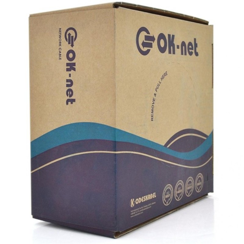 Кабель мережевий OK-Net UTP cat.5e 305м LSOH (U/UTP-cat.5E LSOH) (КПВонг-HF-ВП(100) 4*2*0,49)