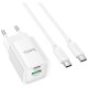 Зарядний пристрій HOCO C149A Charm 1xUSB-C PD30W + 1xUSB QC3.0 + cable USB-C to USB-C White (6942007630351)