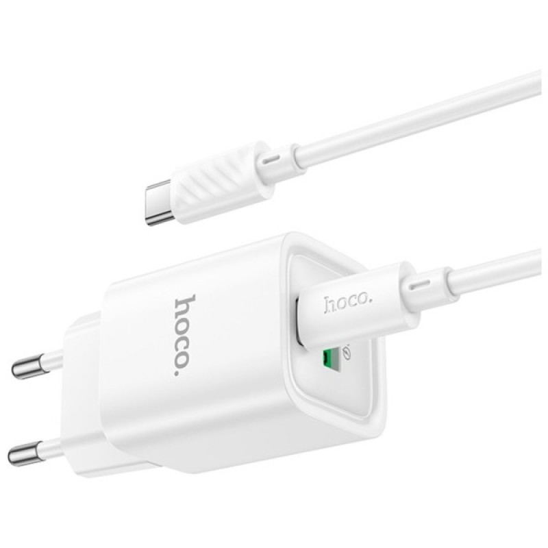 Зарядний пристрій HOCO C149A Charm 1xUSB-C PD30W + 1xUSB QC3.0 + cable USB-C to USB-C White (6942007630351)