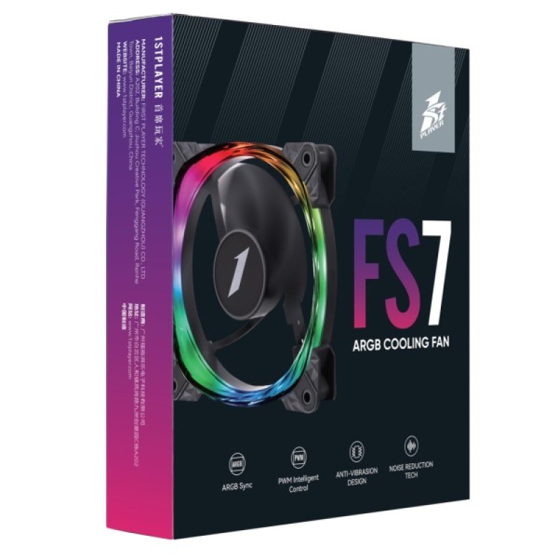 Кулер до корпусу 1stPlayer FS7 Black (FS7-BK-1IN1)