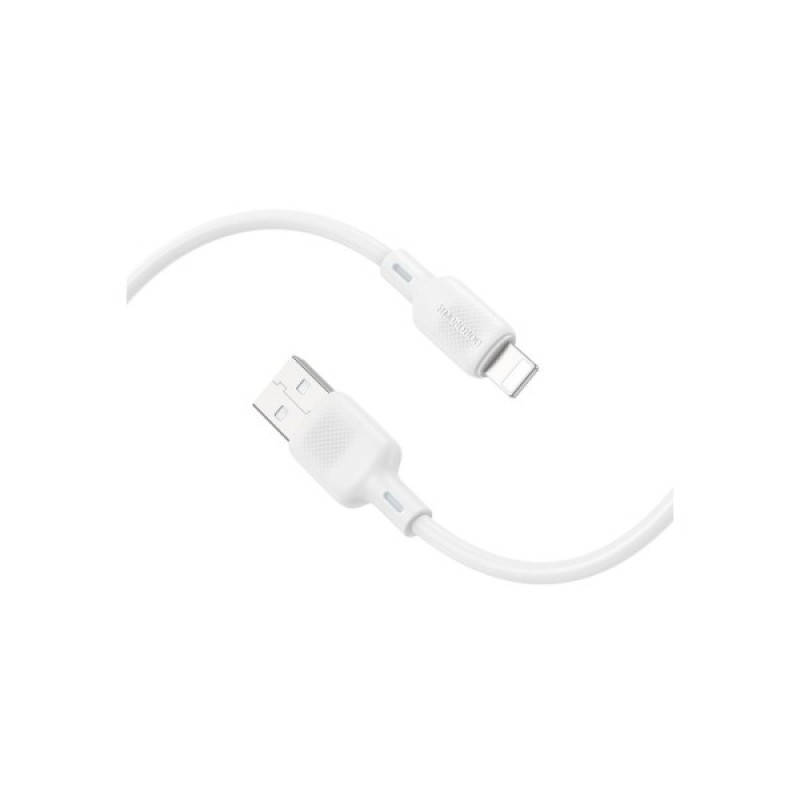 Дата кабель USB 2.0 AM to Lightning 1.0m Lenny silicone BX113 white BOROFONE (6941991115400)