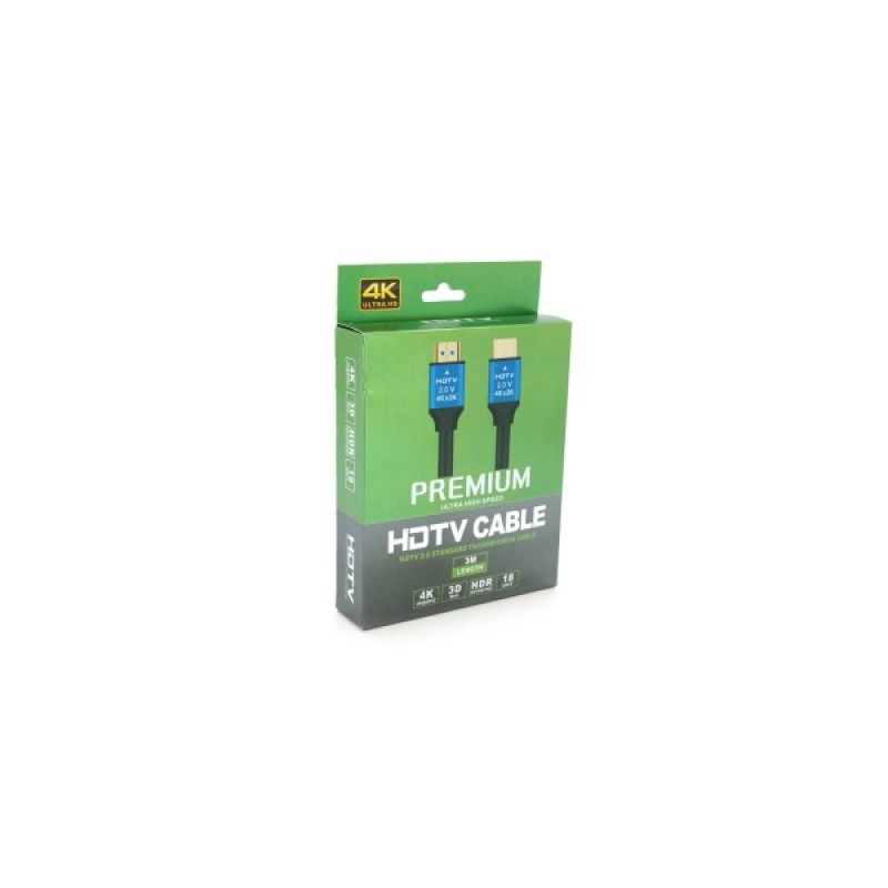 Кабель мультимедійний HDMI M to HDMI M 3.0m V2.0 4Kx2K black Merlion (YT-HDMI(M)/(M)4KV2.0-3.0m/19118)
