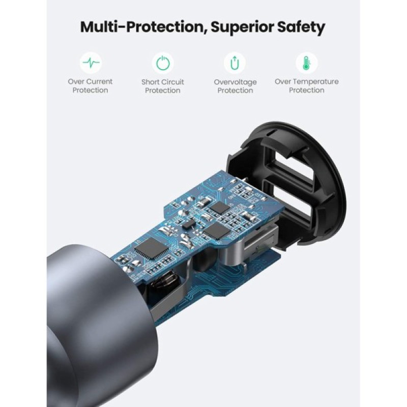 Зарядний пристрій Ugreen CD213 2xUSB Fast Car Charger (Dark Blue) (UGR-10144)