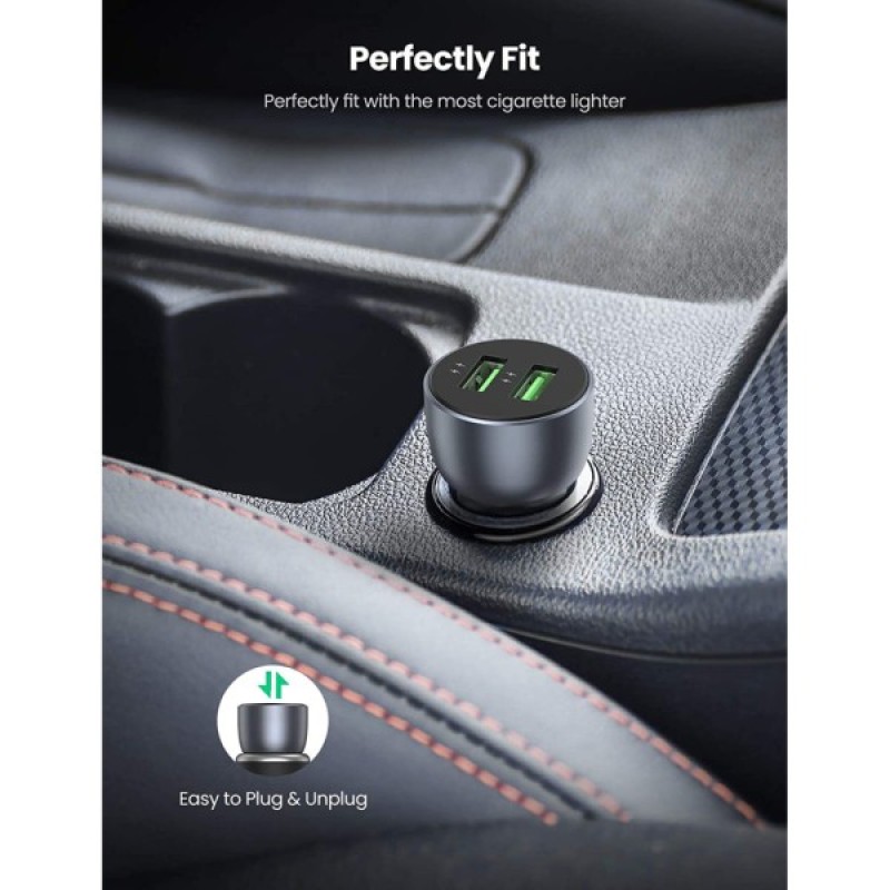 Зарядний пристрій Ugreen CD213 2xUSB Fast Car Charger (Dark Blue) (UGR-10144)