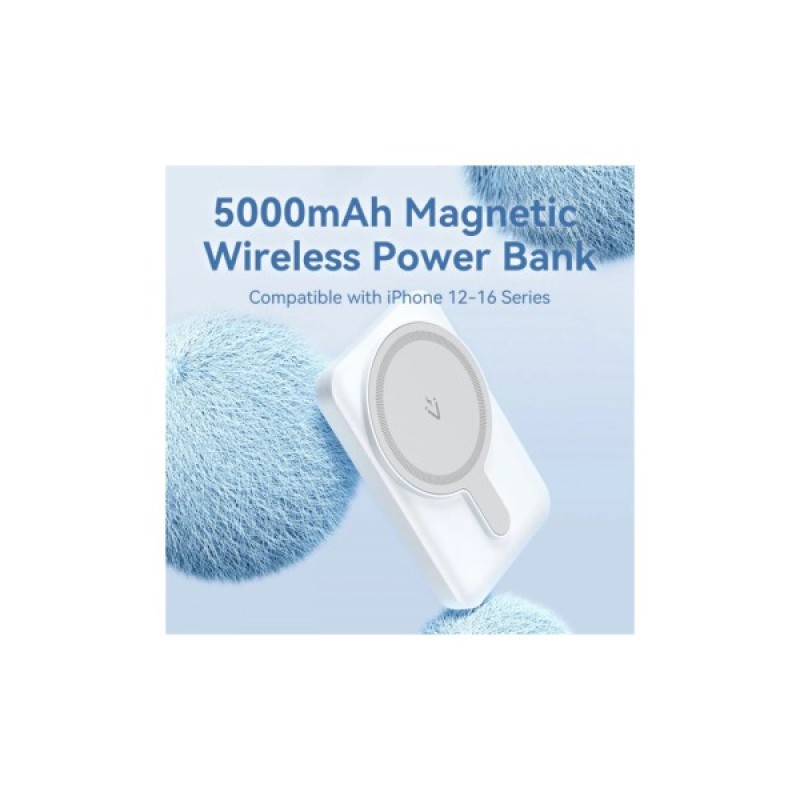Батарея універсальна Vention Magnetic Wireless 5000mAh 20W 3A, PD USB-C, Light Indicator, White (FHSW0)