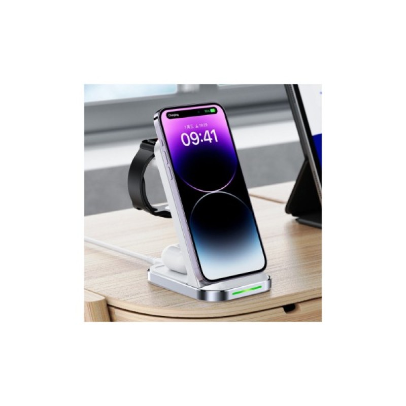Зарядний пристрій Acefast E15 Wireless QI 3in1 15W Black (6974316281986)