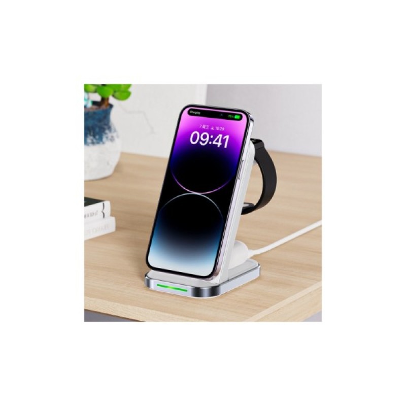 Зарядний пристрій Acefast E15 Wireless QI 3in1 15W Black (6974316281986)